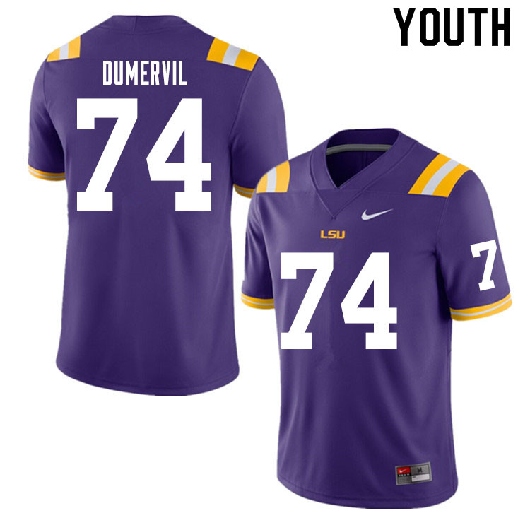 Youth #74 Marcus Dumervil LSU Tigers College Football Jerseys Sale-Purple